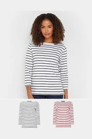 M&Co 2 Pack Slash Neck Stripe Top