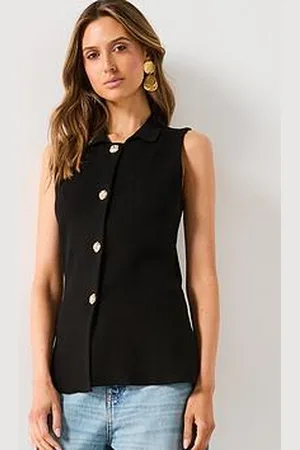 MANGO Knitted Waistcoat With Jewel Buttons