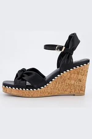 Very High Wedge Knot Front Sandals