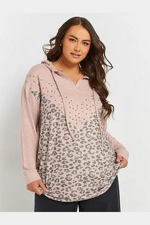 Yours Curve Leopard Print Stud Hoodie