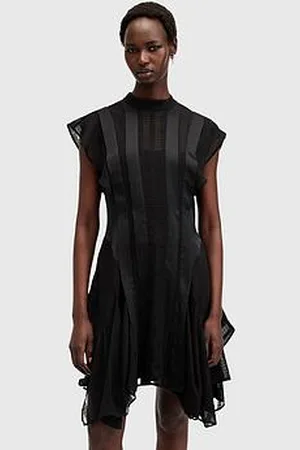 AllSaints Fleur Textured Asymmetric Hem Dress
