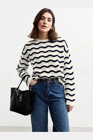 New Look Striped Open Knit Jumper