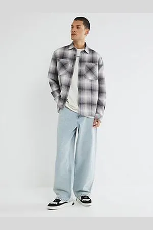 River Island 2 Pocket Waffle Check Long Sleeve Shirt