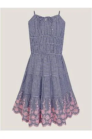 Monsoon Girls Embroidered Gingham Sun Dress