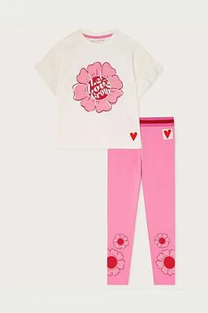 Monsoon Girls Frilly Flower T-Shirt And Leggings Set