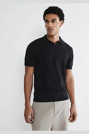 River Island Asymmetric Knitted Open Collar Polo Shirt