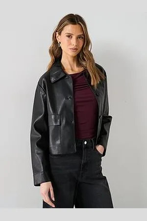 MANGO Leather Effect Jacket With Pockets
