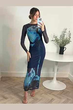 Style Cheat Floral Long Sleeve Maxi Dress