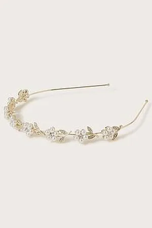 Monsoon Girls Pearly Flower Girl Metal Headband