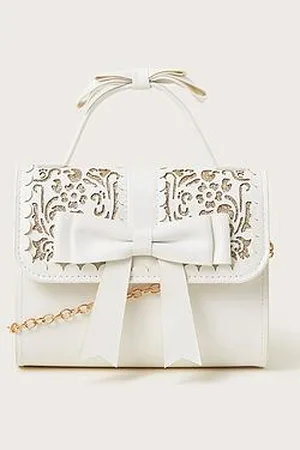 Monsoon Girls Glitter Cutwork Floral Bow Bag