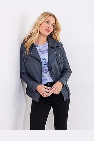 Joe Browns Sophia Super Soft Leather Collared Biker Jacket