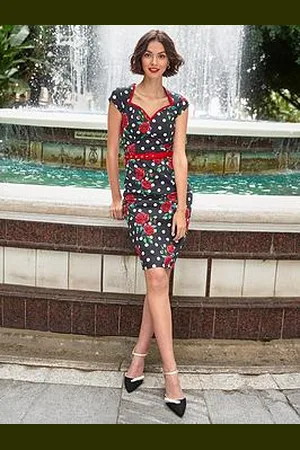 Joe Browns Greta Polka Dot And Roses Stretch Cotton Dress