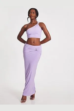 Quiz Lilac One Shoulder Crop Top