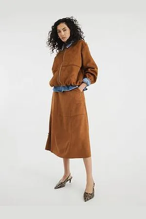 River Island Suedette Midi Length Skirt