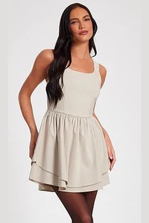 Quiz Stone Double Layered Skater Dress
