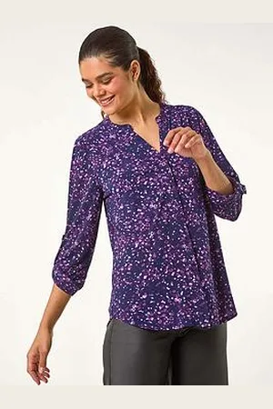 Roman Stretch Speckled Print Blouse