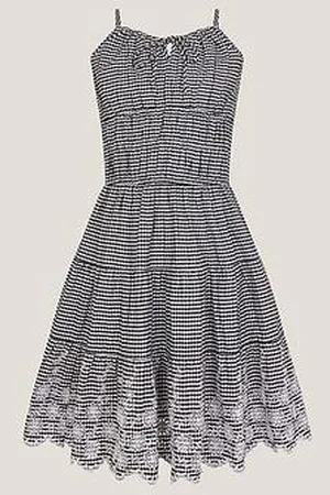 Monsoon Girls Embroidered Gingham Sun Dress
