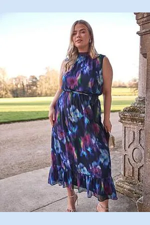 Yours Tiered Maxi Dress - Navy