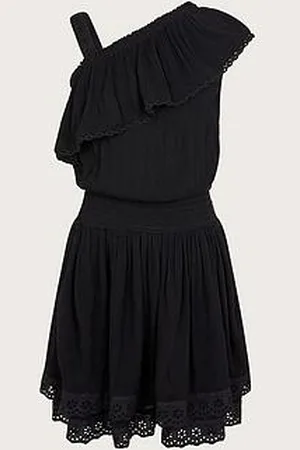 Monsoon Girls Asymmetrical Broderie Frill Dress