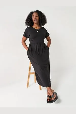 Very Short Sleeve Stretch Midaxi Dress