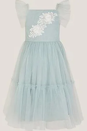 Monsoon Girls Eva Floral Embroidered Tulle Dress