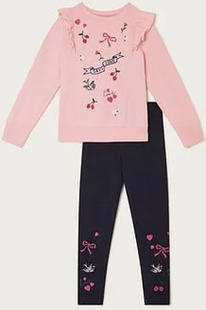 Monsoon Girls Love Embroidered Jumper And Leggings Set