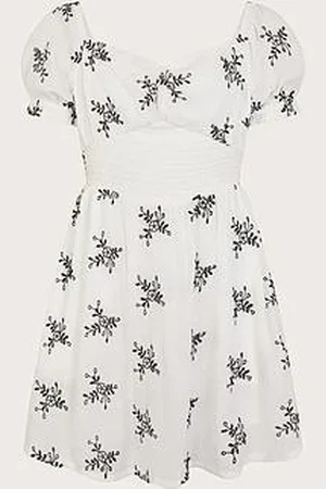 Monsoon Girls Broderie Floral Puff Sleeve Dress