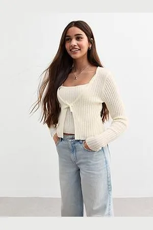 New Look Girls 2-In-1 Tie Front Cardigan