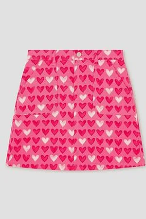 Monsoon Girls Heart Print Denim Skirt