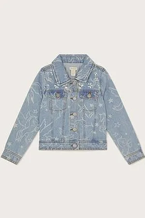 Monsoon Girls Unicorn Rhinestone Denim Jacket