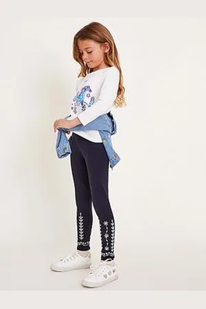 Monsoon Girls Sequin Broderie Leggings