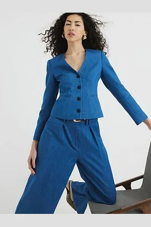 River Island V Neck Denim Blazer - Denim