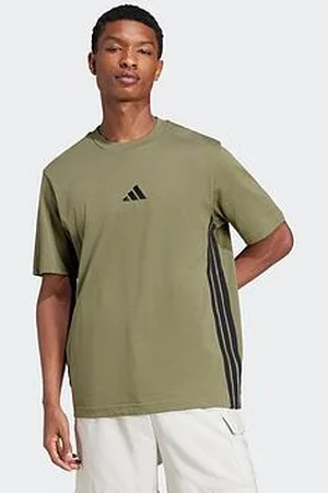 adidas Mens Essentials 3-Stripe Single Jersey T-Shirt - Green