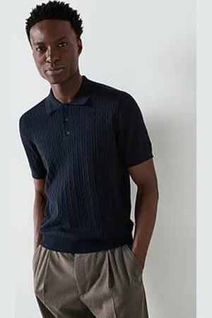 MANGO Muga Essentials Textured Short Sleeve Cable Knitted Polo Shirt