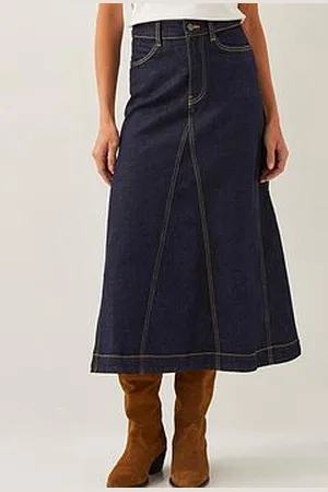 Monsoon Goldie Godet Skirt - Indigo