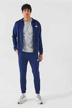 adidas Mens Sportswear Basic 3-Stripe French Terry Tracksuit - Blue