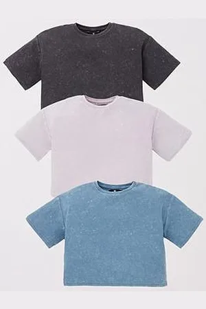 Very Girls 3 Pack Acid Wash Crop T-Shirt