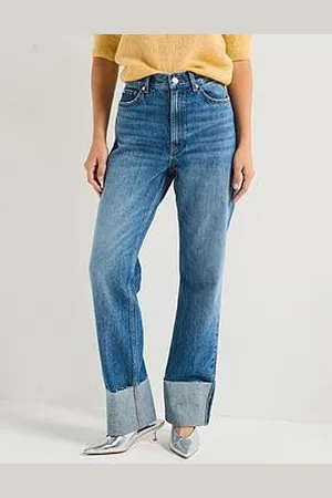 ONLY Riley High Waist Straight Leg Turn Up Denim Jeans