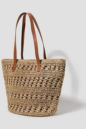 Monsoon Amber Raffia Crochet Tote Bag