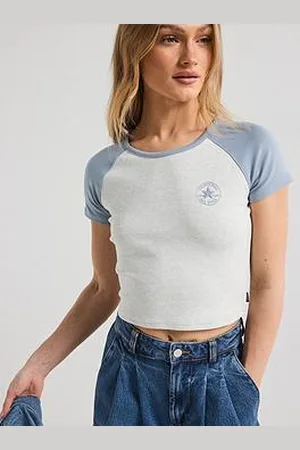 Converse Womens Chuck Parch Colourblock Short Sleeve Top - Grey