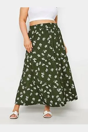 Yours Curve Abstract Tiered Skirt
