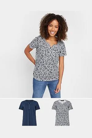 M&Co 2 Pack Short Sleeve Henley Top