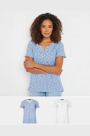 M&Co 2 Pack Short Sleeve Henley Top