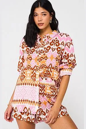 Very Printed Oversized Co Ord Beach Shirt