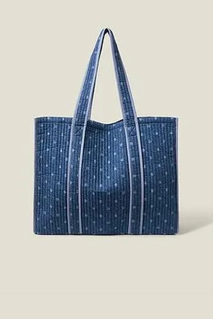 Accessorize Polka Dot Denim Shopper
