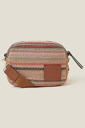 Accessorize Stripe Raffia Camera Bag - Pastel Multi