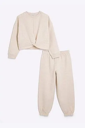 River Island Girls Twist Front Sweatshirt Set - Cream