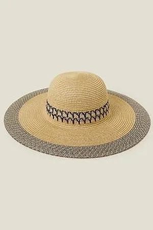Accessorize Mono Pattern Trim Floppy Hat