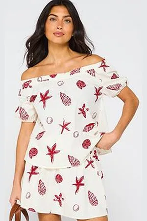 Very Shell Printed Tie Back Beach Top