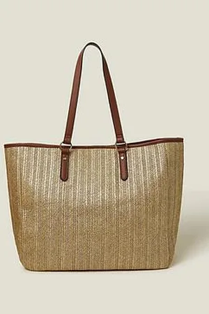 Accessorize Metallic Large Raffia Shoulder Bag